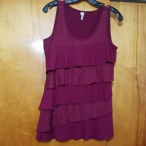 Maurices Shimmery Ruffle Tank Top Sz L